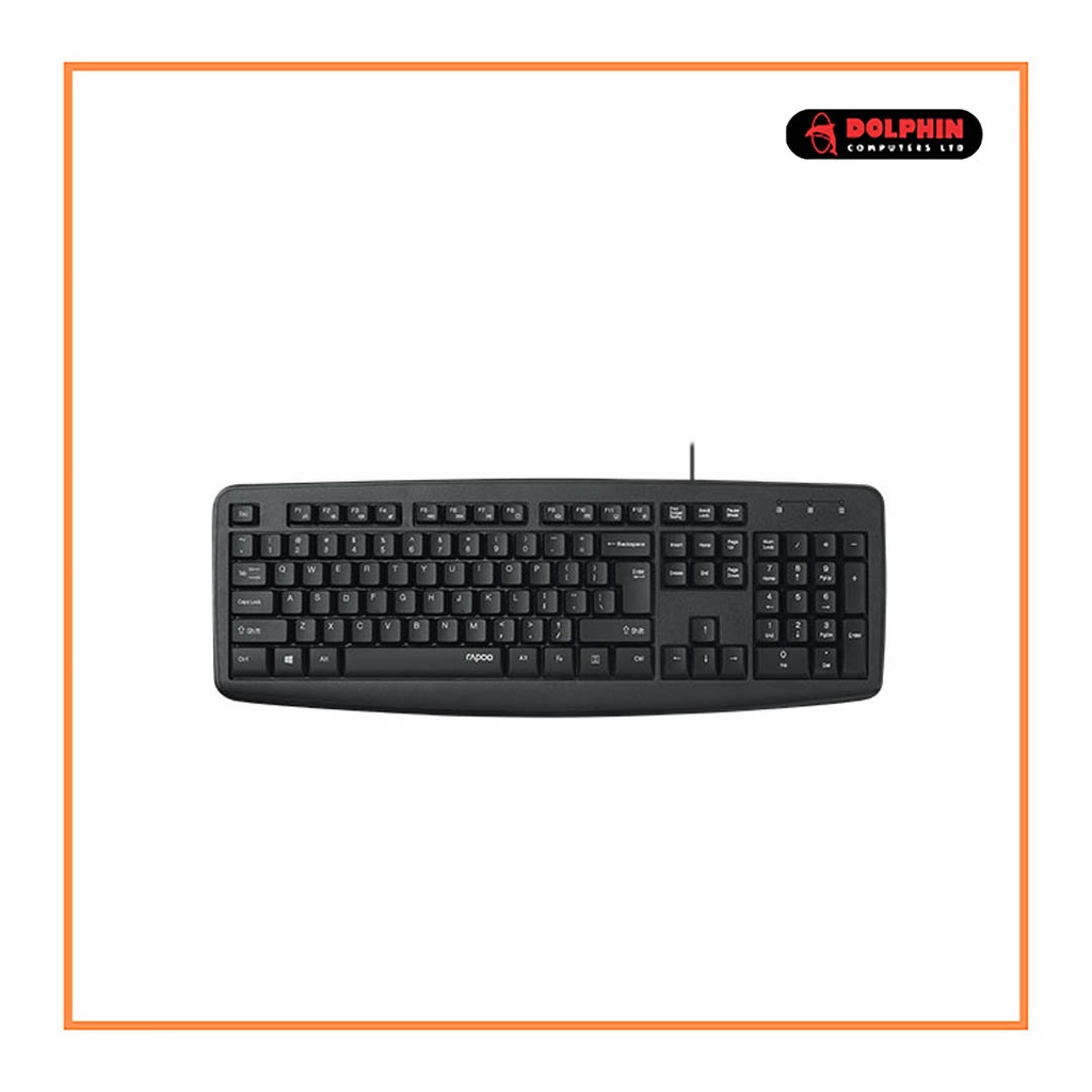 RAPOO NK2600 Spill-resistant Black Wired USB Keyboard