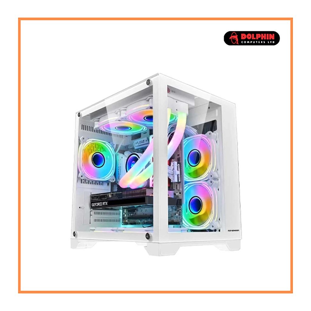 Revenger LEO Dynamic Mini ARGB Mid Tower Micro-ATX Gaming Casing (White)