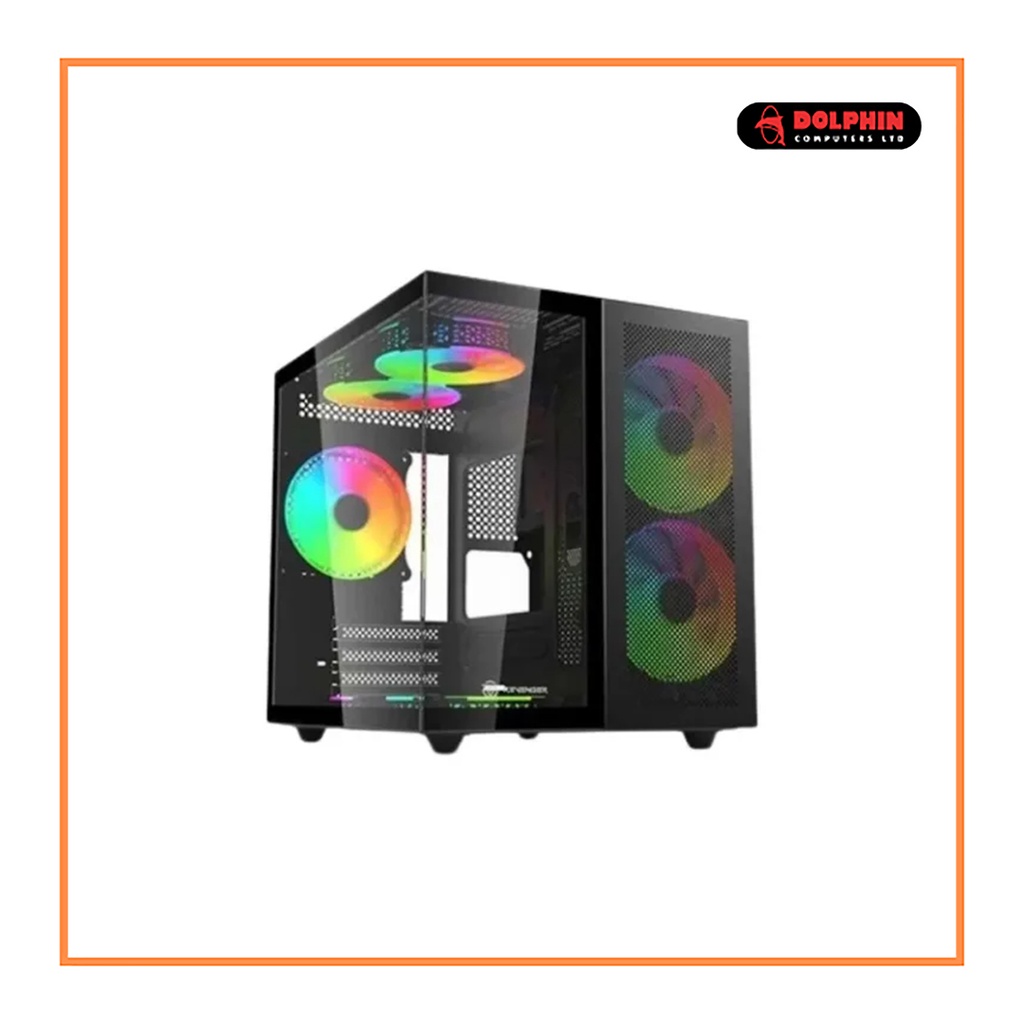 Revenger Duo Dynamic Mini Tower ARGB Micro-ATX Full-View Tempered Glass Gaming Casing (Black)