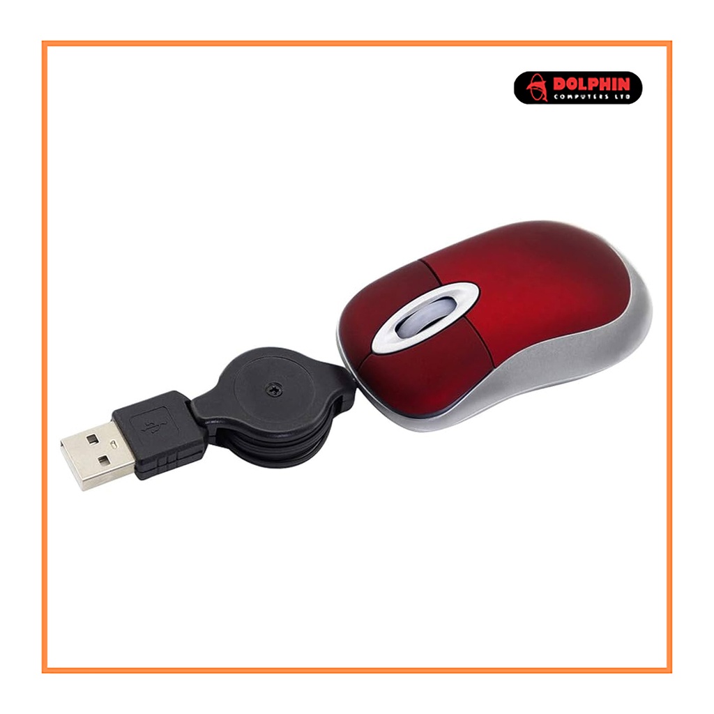 PERFECT USB RETRACTABLE CRYTAL SILVER/CRYTAL RED MOUSE