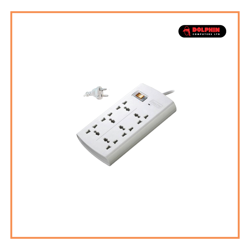 HUNTKEY SZM604/201J SIX SOCKET ONE MASTER SWITCH 375 JOULES SURGE PROTECTION POWER STRIP