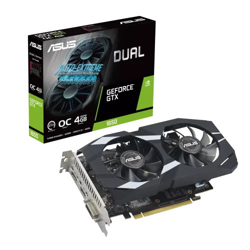 ASUS DUAL-GTX1650 DDR6-4GB MINI 128BIT, GRAPHICS CARD,DVI,HDMI,DP,