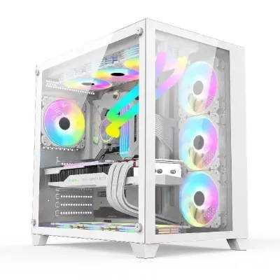 PC POWER GAMING CASING ICEBERG WHITE 7X ARGB FAN MODEL PP-H40 WH