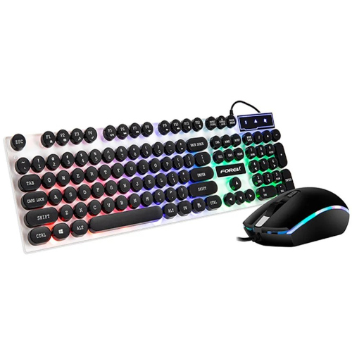 FOREV GAMING PUNK CHOCOLATE CRYSTAL LUMINESCENCE KEYBORAD & MOUSE,FV-Q90