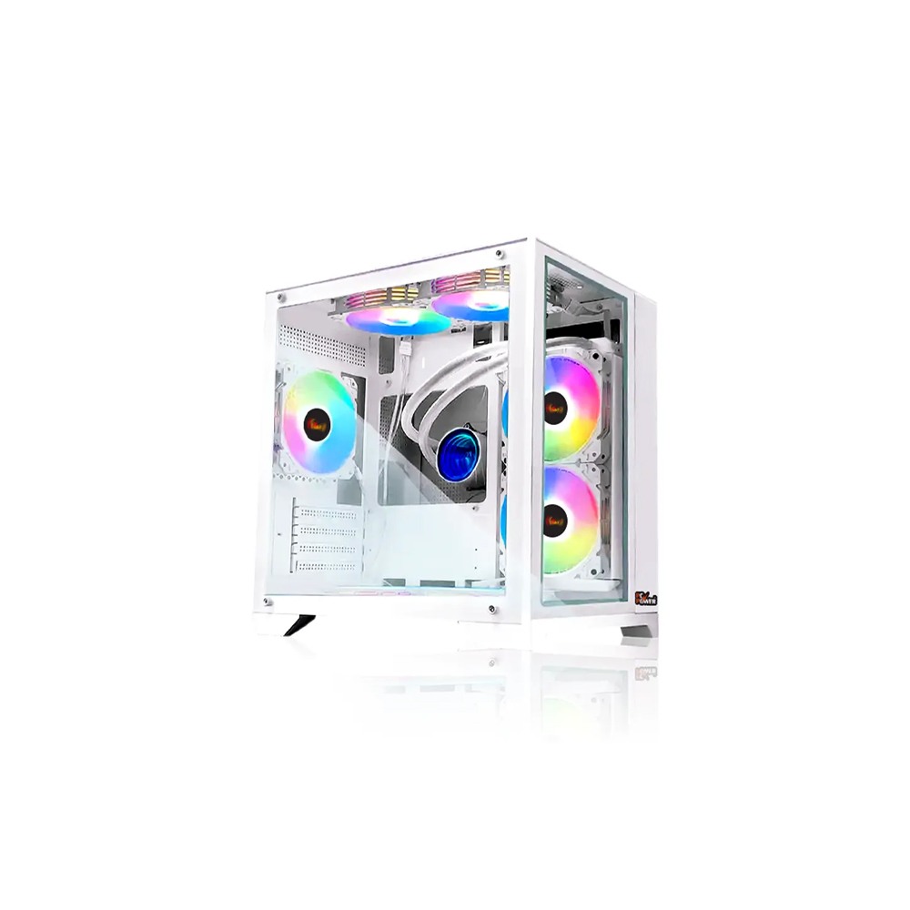 PC POWER M-ATX GAMING CASING 5X FAN ARGB,MODEL-ICE CUBE V2 WHITE